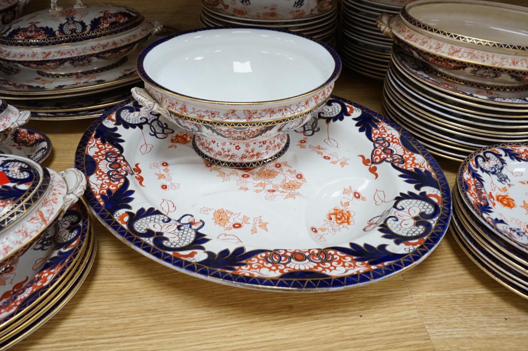 A large Victorian Royal Crown Derby pottery dinner service